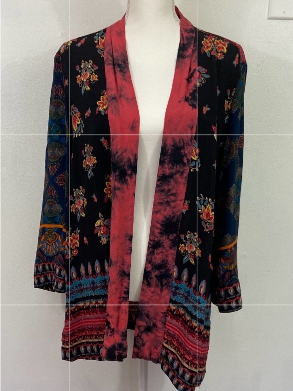 John Mark Patchwork Kimono Top Women's L Patchwork Floral Whimsygoth Boho Layer